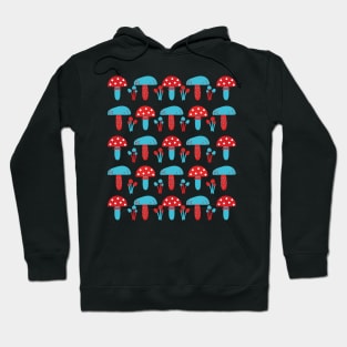 Mushrooms, red and turquoise Hoodie